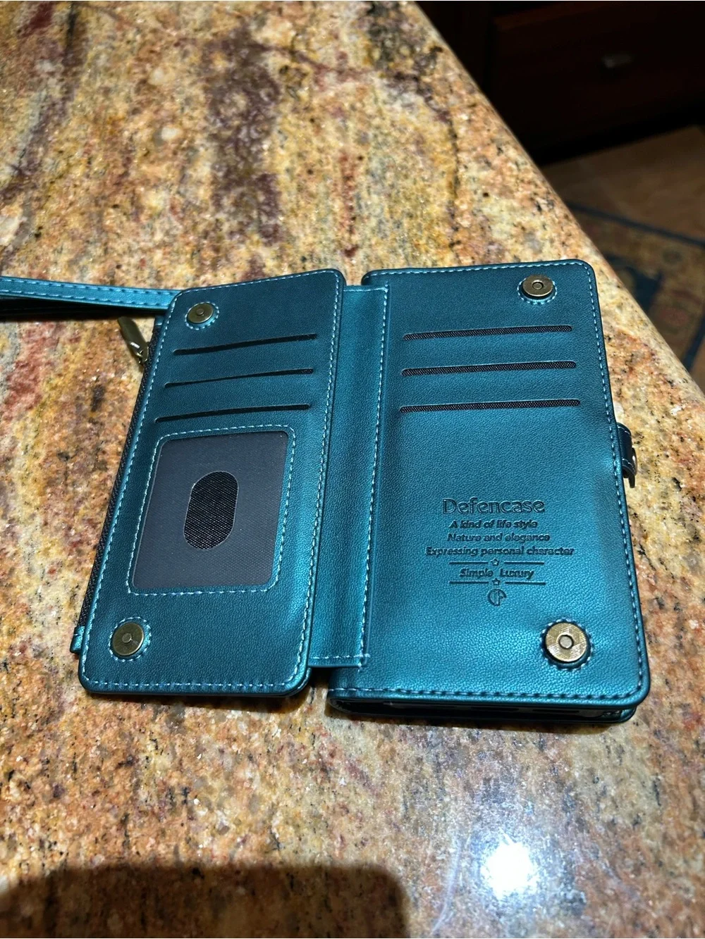 Teal Wallet Phone Case with Card Slots